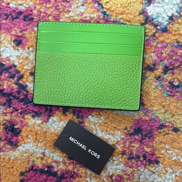 Michael Kors Vibrant Green Card Holder - Picture 2 of 4